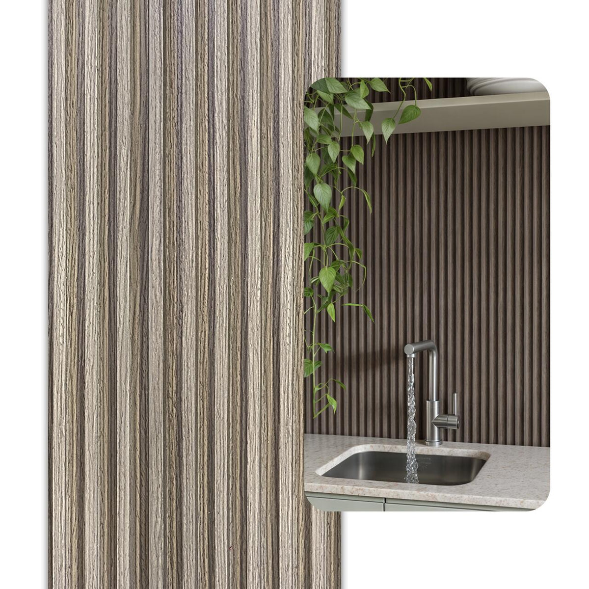 Painel Ripado Cor: Cinza Medieval de uso Interno em WPC Slim 2,90m x 17cm (0,493m²)