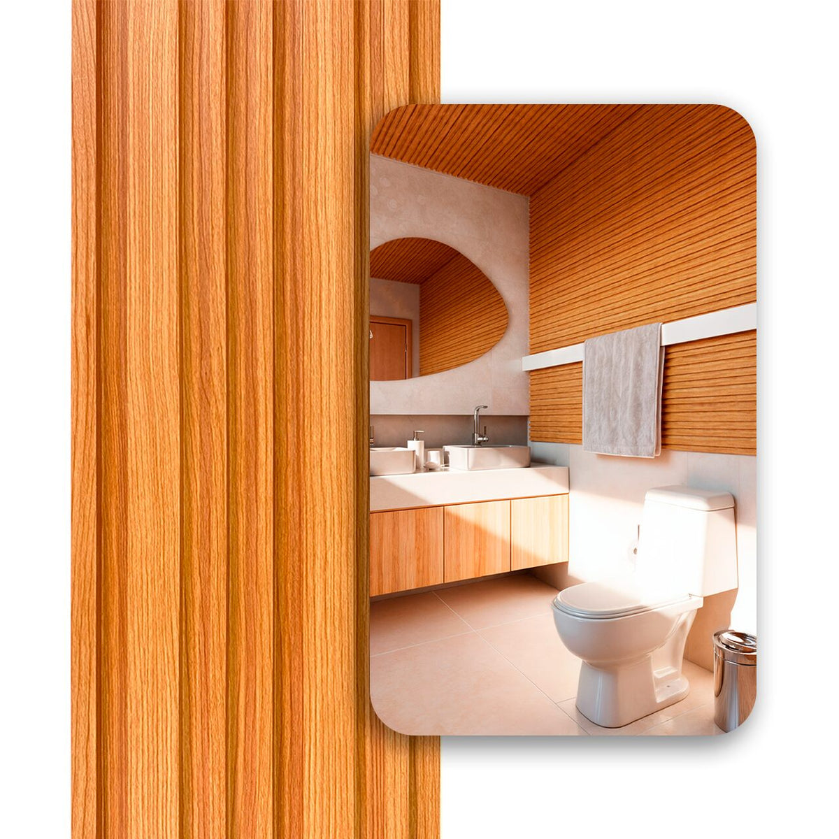 Painel Ripado Cor: Freijó de uso Interno em WPC Double 2,90m x 18cm (0,522m²)