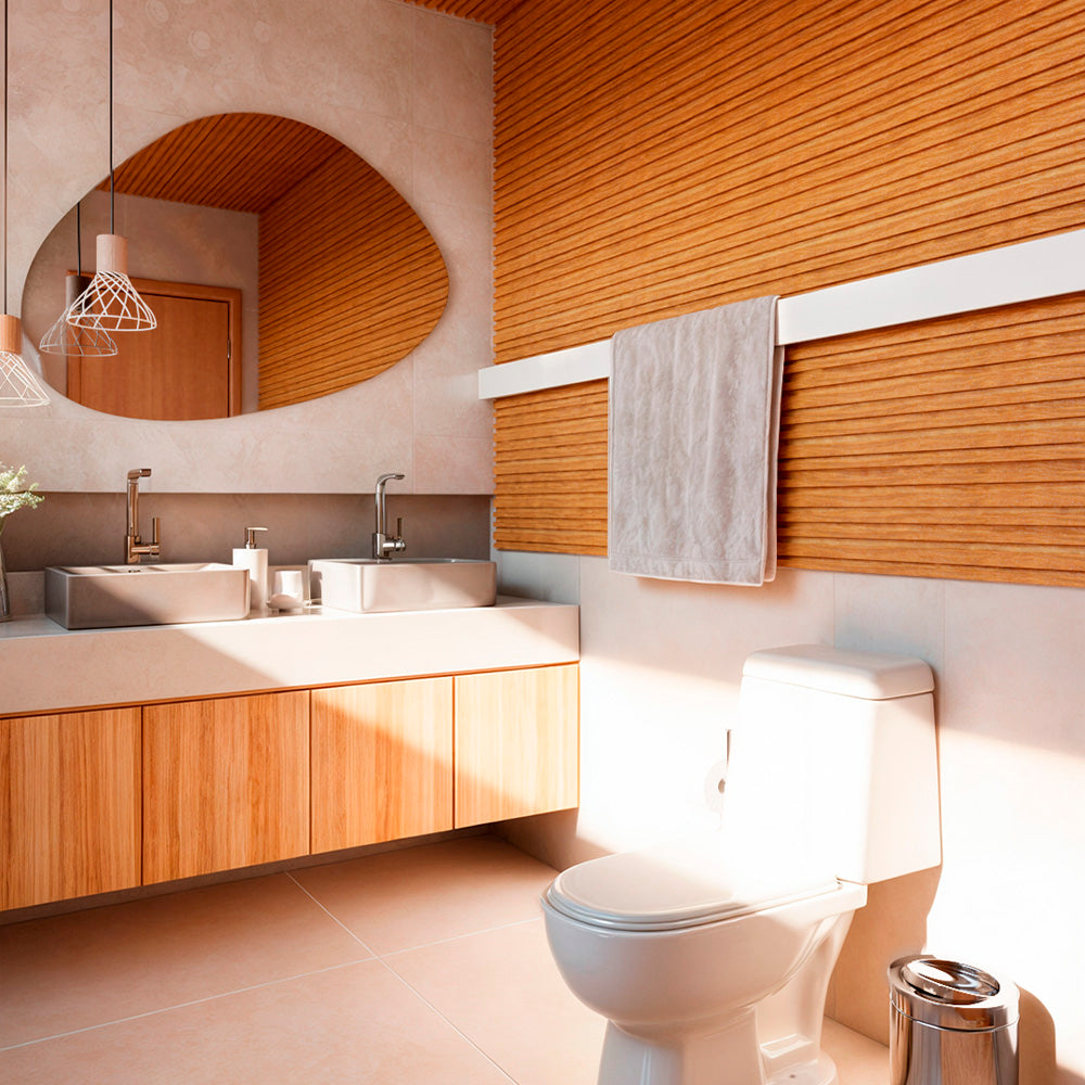 Painel Ripado Cor: Freijó de uso Interno em WPC Double 2,90m x 18cm (0,522m²)