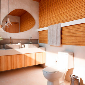 Painel Ripado Cor: Freijó de uso Interno em WPC Double 2,90m x 18cm (0,522m²)