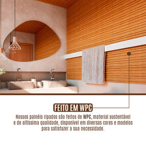 Painel Ripado Cor: Freijó de uso Interno em WPC Double 2,90m x 18cm (0,522m²)