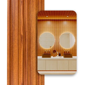 Painel Ripado Cor: Nogueira de uso Interno em WPC Double 2,90m x 18cm (0,522m²)