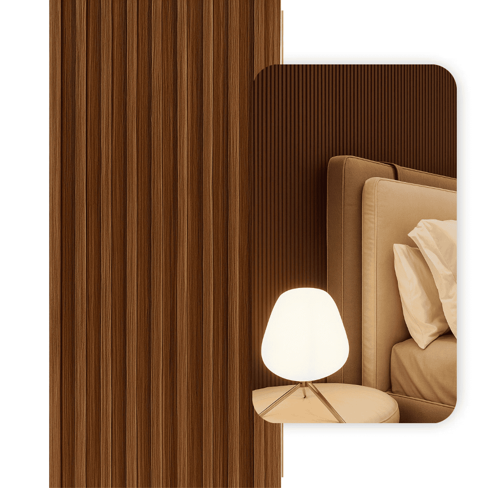 Painel Ripado Slim Interno Cor Nogueira em WPC 290 x 17cm (0,493m²)