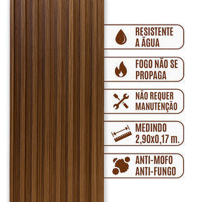 Painel Ripado Slim Interno Cor Nogueira em WPC 290 x 17cm (0,493m²)